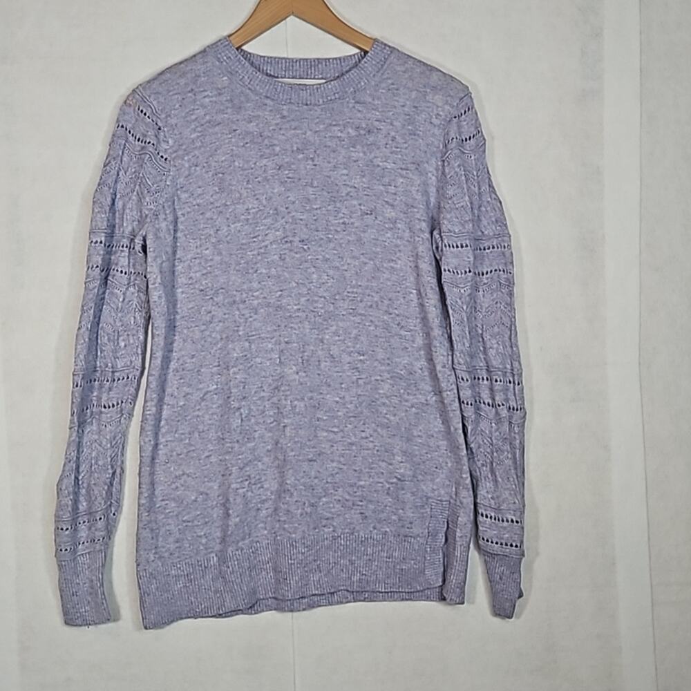 Ann Taylor Loft Purple Heather Wool Blend Crewneck Tunic Sweater Medium